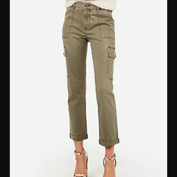 Express Pants - EXPRESS high rise cropped utility pants 0
